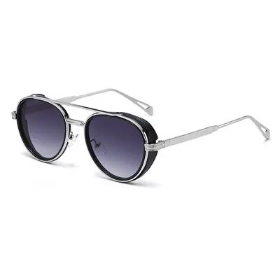 Retro Oval Sunglasses with Side Protection, Unisex - 12
