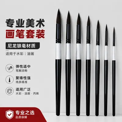 Cross-border Black Swan Set Watercolor Brushes Art Watercolor Brushes Nylon Soft Hair Round Head Drawing Digital Oil Painting Round Head Brushes