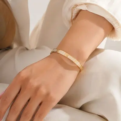 Titanstahl Armband Goldfarbe, langlebige Beschichtung