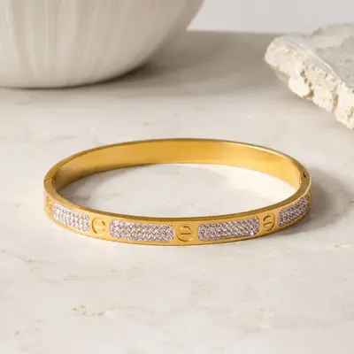 Titanstahl Armband Goldfarbe, langlebige Beschichtung