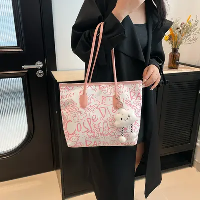 Damen-Schultertasche mit Graffiti-Design, große Kapazität - 4