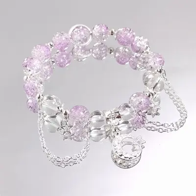 Women's Moon Crystal Beaded Bracelet, Versatile Design - 8