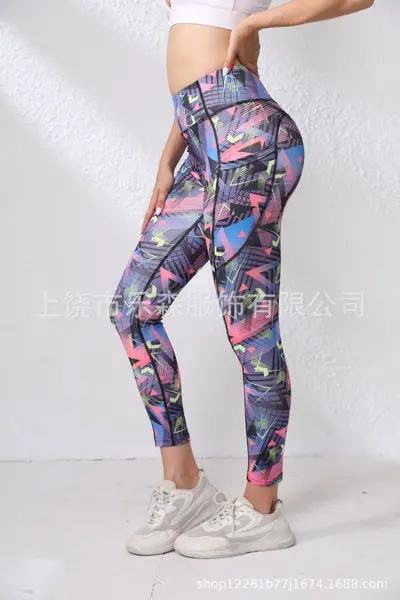 2025新款印花瑜伽裤女高腰紧身舞蹈健美裤速干运动健身瑜伽服 - 13