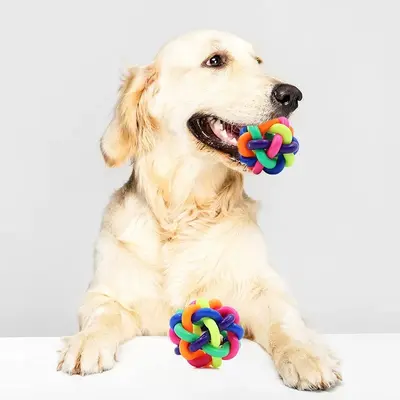 Dog Toy Ball with Bell and Squeaker, Durable, Teeth Cleaning - 2