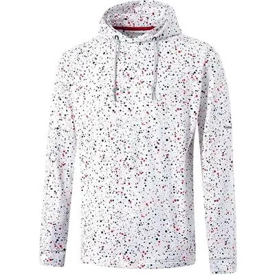 Casual Dot Print Hooded Sweatshirt, White, Pocket, Loose Fit - 7
