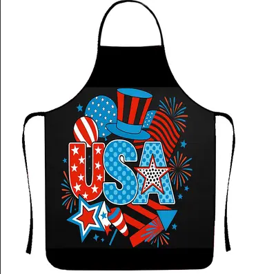 Independence Day Printed Waterproof Kitchen Apron with Neck Tie - 12