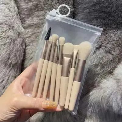 Make-up-Pinsel-Set bestehend aus 8 kleinen Beauty-Tools, tragbares Set mit Lidschatten-Pinsel, Foundation-Pinsel, Lippen-Pinsel, Puder-Pinsel für loses Puder, Rouge-Pinsel - 9