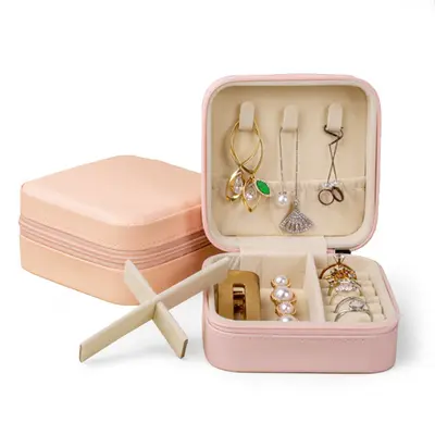 Lightweight luxury leather women's ring box, portable jewelry box, multi-layer travel storage box for earrings and necklaces, gift item. - 6