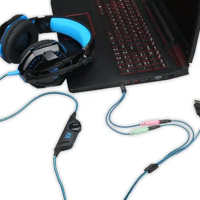 Yinzhuo G2000 ışıklı, stereo kablolu bilgisayar kulaklığı, PS5 için oyun kulaklığı.