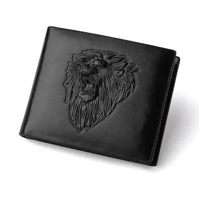 Men's Short Wallet with 3D Embossed Animal Pattern and Zip Coin Pocket - 6
