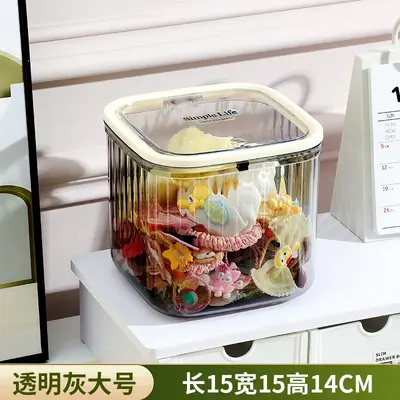 Transparent Desktop Storage Box with Pop-Up Lid for Hair Accessories - 8