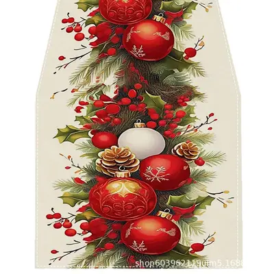 Amazon Cross-Border New Christmas Table Runner Factory Direct Winter Snowman Santa Claus Printed Table Mat