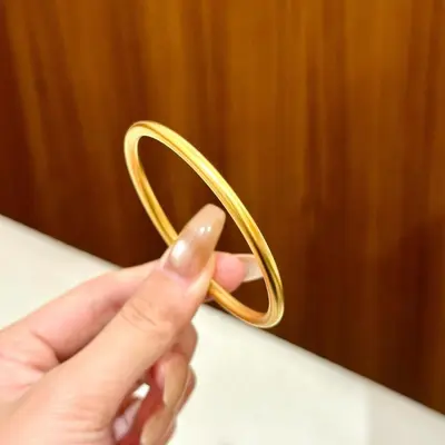 24K genuine gold bracelet, 4mm, solid flat, vacuum plated - 4