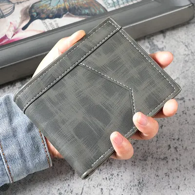 Men's Short Business Wallet with Zipper Coin Pocket and Multiple Card Slots - 7
