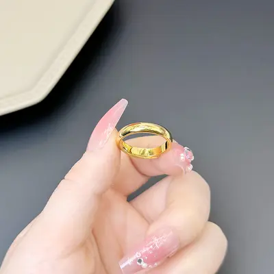 Çiftler için Vietnam kum altın yüzük, erkekler ve kadınlar için uzun ömürlü renk, açık pürüzsüz bakır alaşımlı düz yüzük, imitasyon altın yüzük - 10
