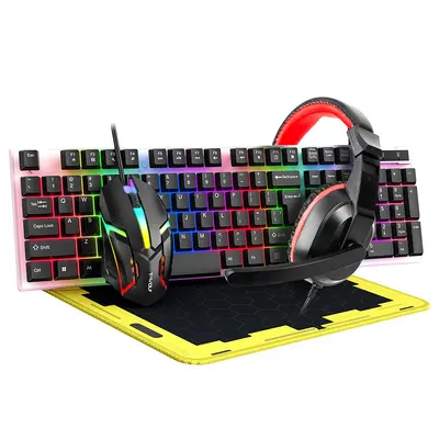 T-WOLF TF240 oyun klavyesi, mouse, kulaklık ve mouse pad seti dörtü bir arada İspanyolca versiyonu