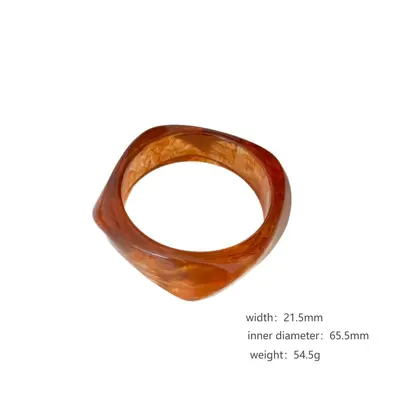 Gradient Coffee Resin Bangle for Women, Curved Acetate Bracelet