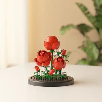 Artificial Everlasting Lily and Rose Building Block Ornament, Valentine's Gift - 8