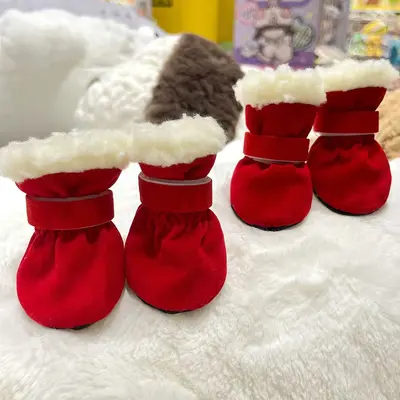 Yumuşak tabanlı peluşlu evcil hayvan botu, kapalı alan kış modeli - 10