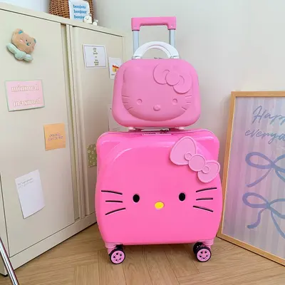 Cute Cat Print Large Capacity Trolley Case, Lightweight and Silent Wheels - 11