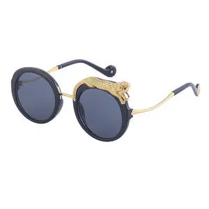 Women's Blue Light Filter Round Frame Sunglasses with Rhinestone Decor - 6