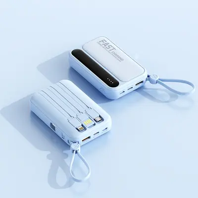 Factory Wholesale Mini Built-in Cable Power Bank 20000mAh Large Capacity Portable Mobile Charger Custom Gift Printing - 7
