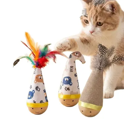 Weeble Cat Feather Teaser Wand, Scratch and Bite Resistant - 6