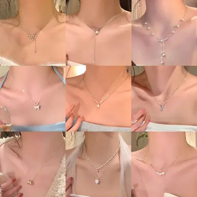 Pearl necklace for women, clavicle chain, elegant design