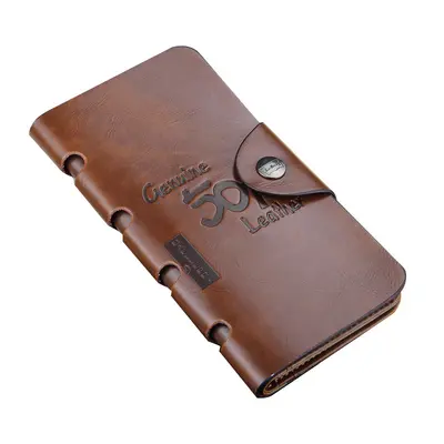 Men's Retro Leather Long Wallet baellerry Multi-Card Slots - 6