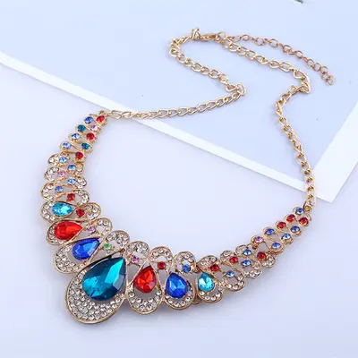 Cubic Zirconia Necklace and Earring Set, Elegant Design