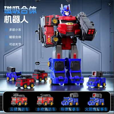 Kinder-Magnet-Transformer-Roboterauto, 3-in-1 Optimus Lernfigur - 9