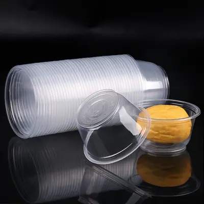 Einweg-Kunststoffschüssel transparent mit Deckel, Lunchbox - 3