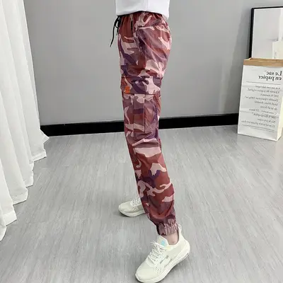 K2111 Autumn Solid Color Adult Pure Cotton Red In-Stock Foreign Trade Moisture-Wicking Sweat-Absorbent Sports Spring Women's Pants