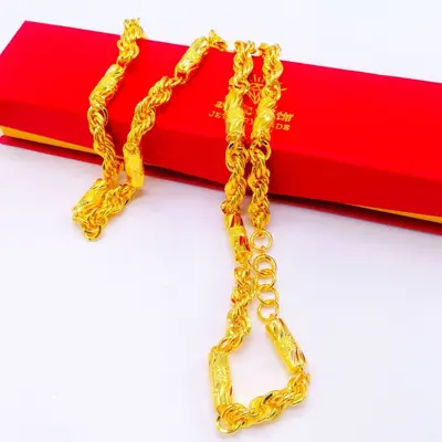 Brass jewelry men's necklace bold twisted chain gold plated decorative men's necklace cross-border factory wholesale