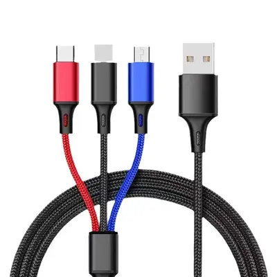 1,2 m Nylon-geflochtenes Datenkabel drei in eins Apple Type-C Android Handy-Ladekabel passend für einen bis drei - 6