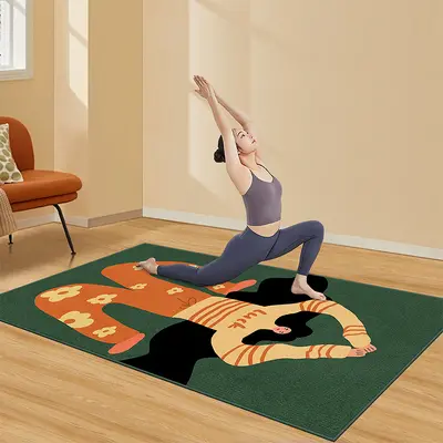 Kristal kadife yoga matı, yıkanabilir, şok emici, çizgi desen