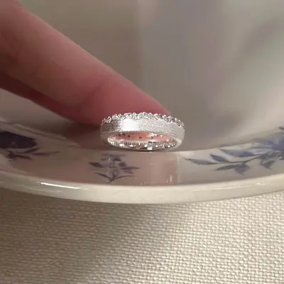S925 sterling silver brushed flower open ring for women - 11