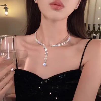 Strass-Quasten-Halskette, edles Design Schlüsselbein-Kette
