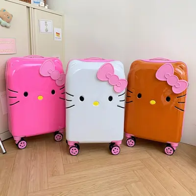 Cute Cat Print Large Capacity Trolley Case, Lightweight and Silent Wheels - 1