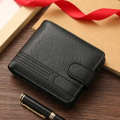 Erkek Cüzdan PU Deri Kısa Fermuarlı Tokalı Bozuk Para Cüzdanı - 7