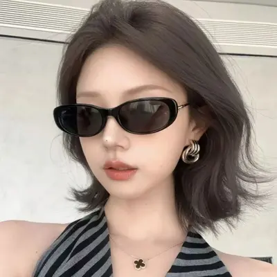 Korean-Style Oval Frame Sunglasses 2026 UV Protection Toast Frame - 2