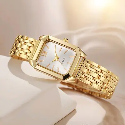 5-Piece Square Dial Women's Quartz Watch Set with Necklace - 3
