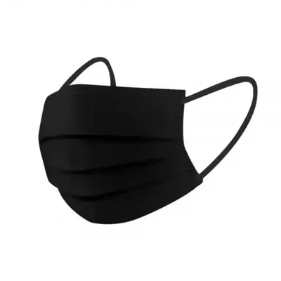 Thick Three-Layer Black Disposable Face Mask, Individually Packaged