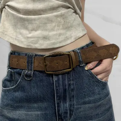 Amerikan kemer erkek kemeri y2k kadın 2025 yeni stil genç ateşli kız etekli lüks trend retro kahverengi
