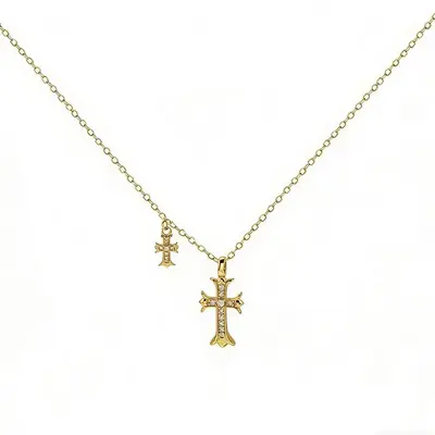 S925 Sterlingsilber Diamant Doppelkreuz Halskette Damen Mode erschwinglicher Luxus Nische Premium Schlüsselbeinkette volles Diamant Halskette Schmuck - 8