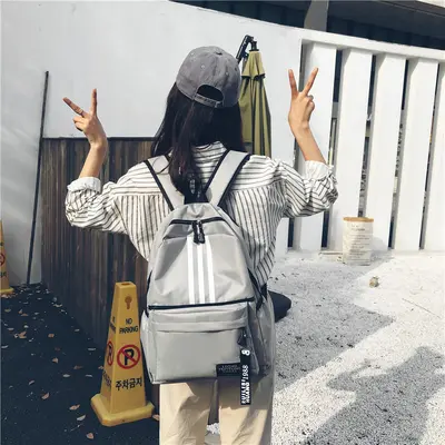 Schulrucksack, gestreiftes Design, großes Fassungsvermögen, unisex