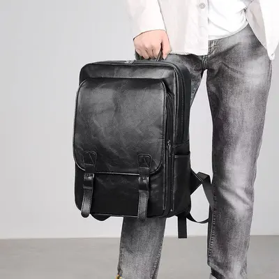 Korean-Style Men's Backpack with Laptop Compartment, Large Capacity