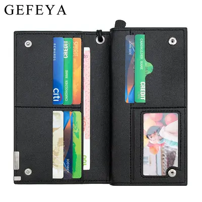 Men's Long Leather Wallet with Zipper and Card Slots, Large Capacity - 3
