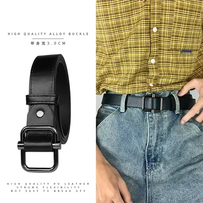 Erkek kemeri yeni stil deliksiz trend Kore versiyonu günlük çok yönlü öğrenci modası sade bel kemeri kadınlar için