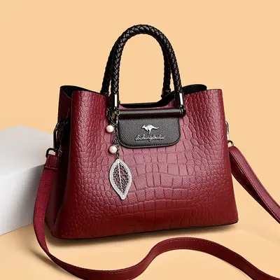 Women's Large-Capacity Tote Handbag with Crossbody Strap - 12